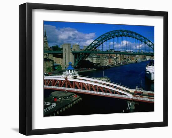 Tyne and Swing Bridges, Newcastle-Upon-Tyne, United Kingdom-Neil Setchfield-Framed Photographic Print