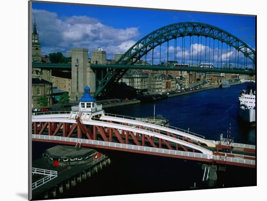Tyne and Swing Bridges, Newcastle-Upon-Tyne, United Kingdom-Neil Setchfield-Mounted Photographic Print