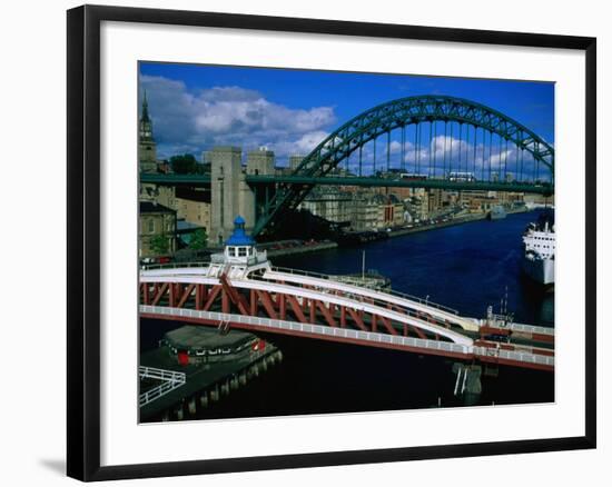 Tyne and Swing Bridges, Newcastle-Upon-Tyne, United Kingdom-Neil Setchfield-Framed Photographic Print