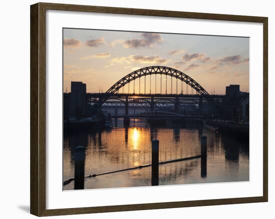Tyne Bridge at Sunset, Spanning the River Tyne Between Newcastle and Gateshead, Tyne and Wear, Engl-Mark Sunderland-Framed Photographic Print