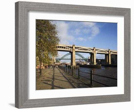 Tyne Bridges and Quayside, Newcastle Upon Tyne, Tyne and Wear, England, United Kingdom, Europe-Mark Sunderland-Framed Photographic Print