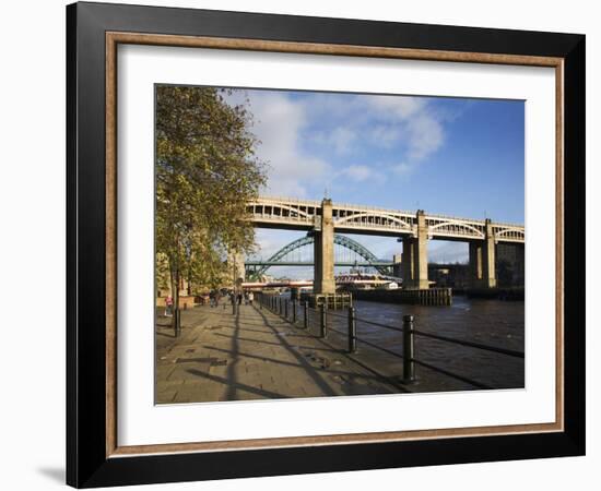 Tyne Bridges and Quayside, Newcastle Upon Tyne, Tyne and Wear, England, United Kingdom, Europe-Mark Sunderland-Framed Photographic Print