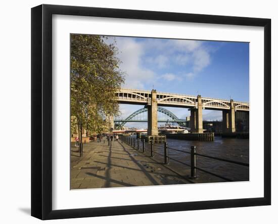 Tyne Bridges and Quayside, Newcastle Upon Tyne, Tyne and Wear, England, United Kingdom, Europe-Mark Sunderland-Framed Photographic Print