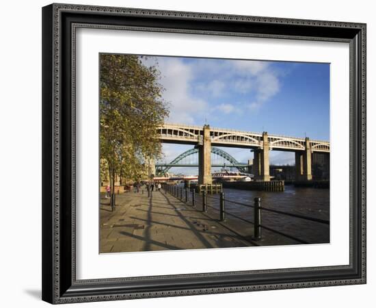 Tyne Bridges and Quayside, Newcastle Upon Tyne, Tyne and Wear, England, United Kingdom, Europe-Mark Sunderland-Framed Photographic Print