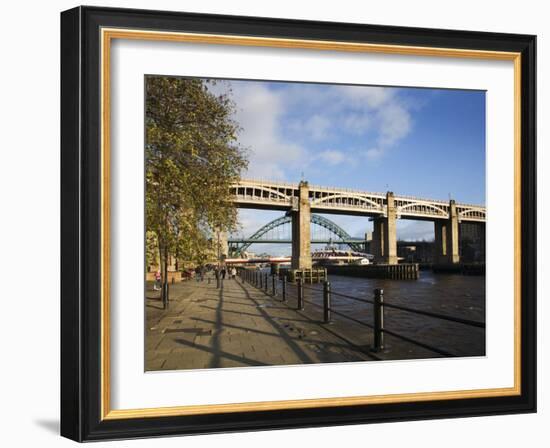 Tyne Bridges and Quayside, Newcastle Upon Tyne, Tyne and Wear, England, United Kingdom, Europe-Mark Sunderland-Framed Photographic Print