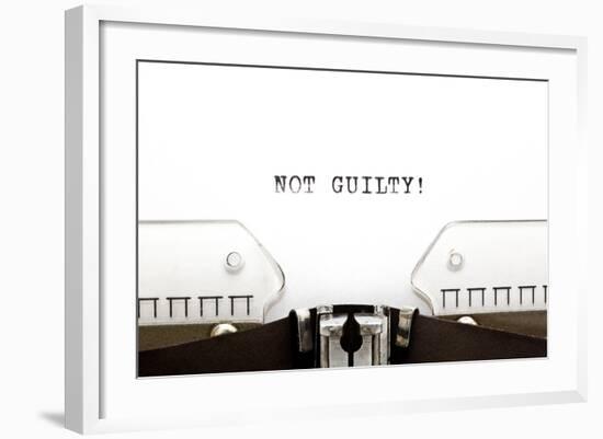 Typewriter Not Guilty-Ivelin Radkov-Framed Art Print