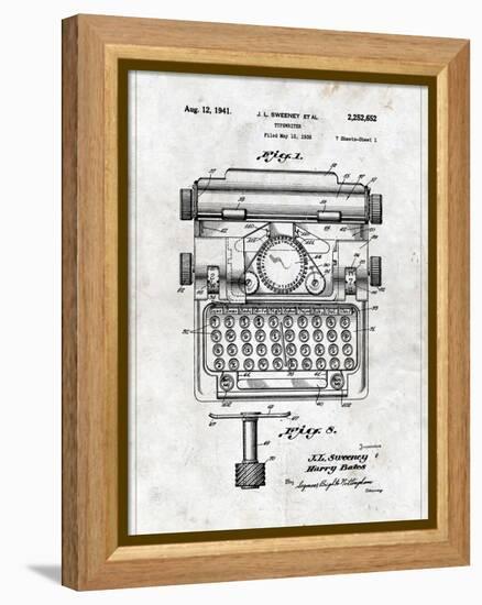 Typewriter-Patent-Framed Stretched Canvas