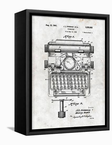 Typewriter-Patent-Framed Stretched Canvas