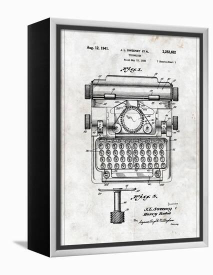 Typewriter-Patent-Framed Stretched Canvas