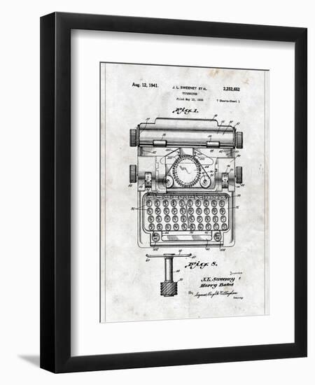 Typewriter-Patent-Framed Art Print