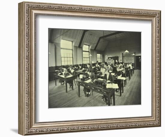 Typewriting Class, Bow and Bromley Commercial Institute, London, 1924-null-Framed Photographic Print