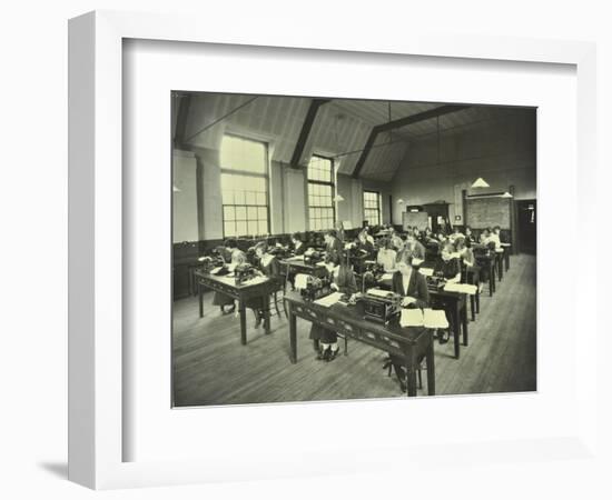 Typewriting Class, Bow and Bromley Commercial Institute, London, 1924-null-Framed Photographic Print