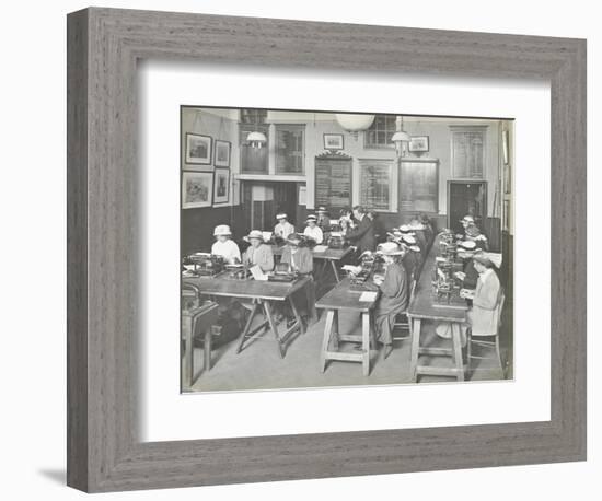 Typewriting Class for Women, Blackheath Road Evening Institute, London, 1914-null-Framed Photographic Print