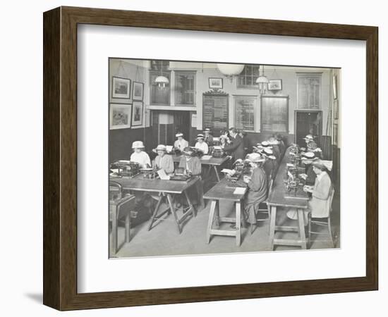 Typewriting Class for Women, Blackheath Road Evening Institute, London, 1914-null-Framed Photographic Print