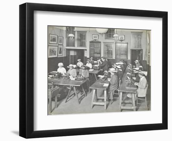 Typewriting Class for Women, Blackheath Road Evening Institute, London, 1914-null-Framed Photographic Print