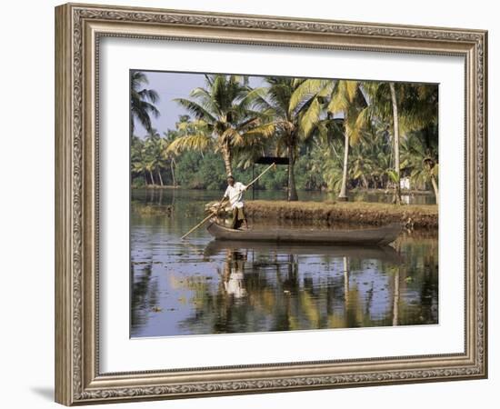 Typical Backwater Scene, Where Canals and Rivers are Used as Roadways, Kerala State, India-R H Productions-Framed Photographic Print