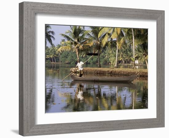 Typical Backwater Scene, Where Canals and Rivers are Used as Roadways, Kerala State, India-R H Productions-Framed Photographic Print