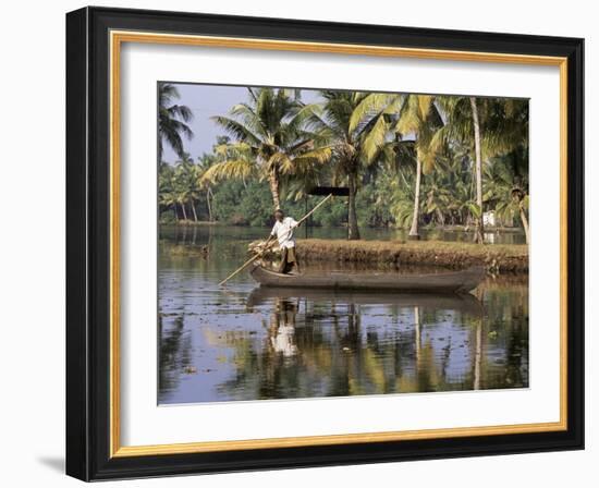 Typical Backwater Scene, Where Canals and Rivers are Used as Roadways, Kerala State, India-R H Productions-Framed Photographic Print