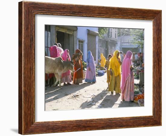 Typical Coloured Rajasthani Saris, Pushkar, Rajasthan, India-Tony Waltham-Framed Photographic Print