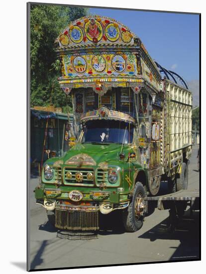 Typical Decorated Truck, Karakoram (Karakorum) Highway, Gilgit, Pakistan-Anthony Waltham-Mounted Photographic Print