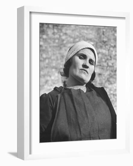 Typical Farm Woman Wearing Black Smock and Black Apron-null-Framed Photographic Print