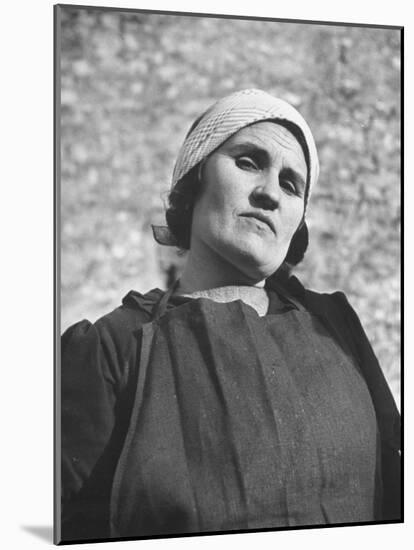 Typical Farm Woman Wearing Black Smock and Black Apron-null-Mounted Photographic Print