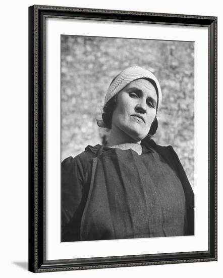 Typical Farm Woman Wearing Black Smock and Black Apron-null-Framed Photographic Print
