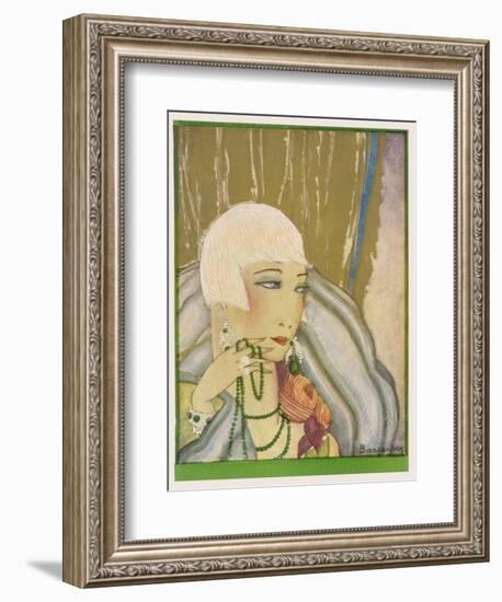 Typical Flapper with Platinum Blonde Bobbed Hair Green Eye-Shadow Rouge and Pencil Thin Eyebrows-Barjanbey-Framed Premium Giclee Print