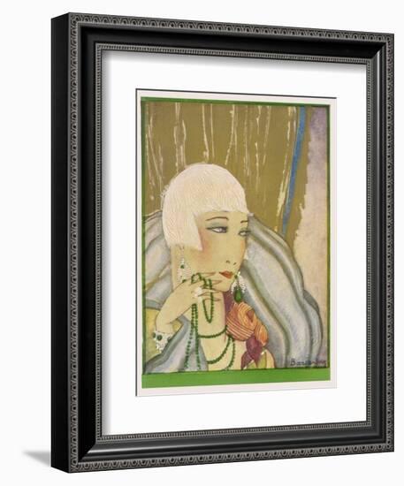 Typical Flapper with Platinum Blonde Bobbed Hair Green Eye-Shadow Rouge and Pencil Thin Eyebrows-Barjanbey-Framed Premium Giclee Print