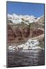 Typical Greek Village Perched on Volcanic Rock with White and Blue Houses and Windmills, Santorini-Roberto Moiola-Mounted Photographic Print