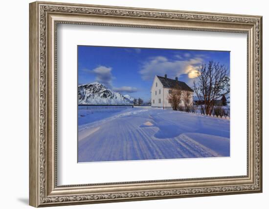 Typical House Surrounded by Snow on a Cold Winter Day at Dusk-Roberto Moiola-Framed Photographic Print