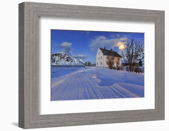 Typical House Surrounded by Snow on a Cold Winter Day at Dusk-Roberto Moiola-Framed Photographic Print