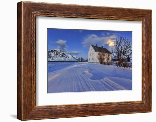 Typical House Surrounded by Snow on a Cold Winter Day at Dusk-Roberto Moiola-Framed Photographic Print