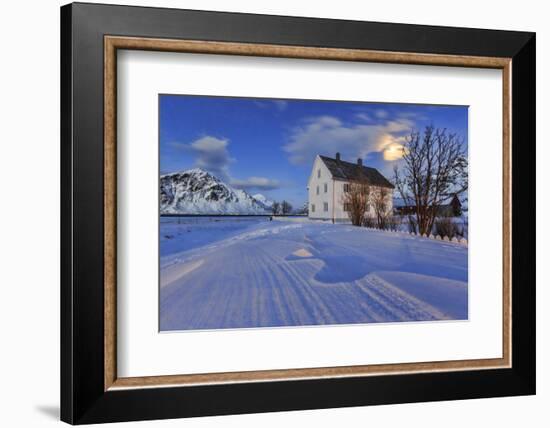 Typical House Surrounded by Snow on a Cold Winter Day at Dusk-Roberto Moiola-Framed Photographic Print