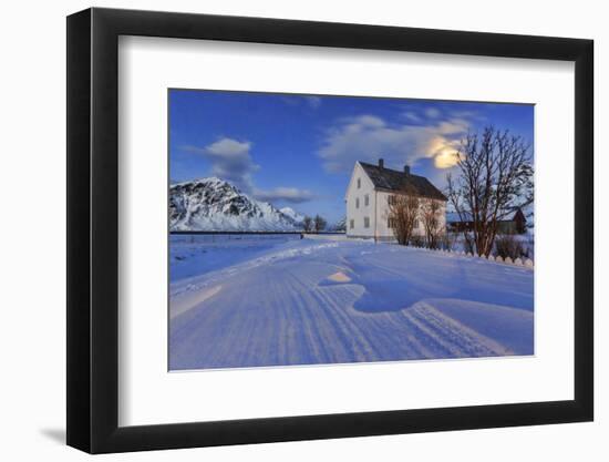 Typical House Surrounded by Snow on a Cold Winter Day at Dusk-Roberto Moiola-Framed Photographic Print