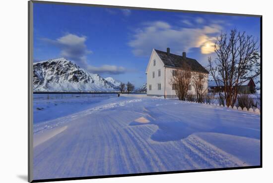 Typical House Surrounded by Snow on a Cold Winter Day at Dusk-Roberto Moiola-Mounted Photographic Print