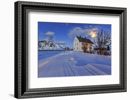 Typical House Surrounded by Snow on a Cold Winter Day at Dusk-Roberto Moiola-Framed Photographic Print