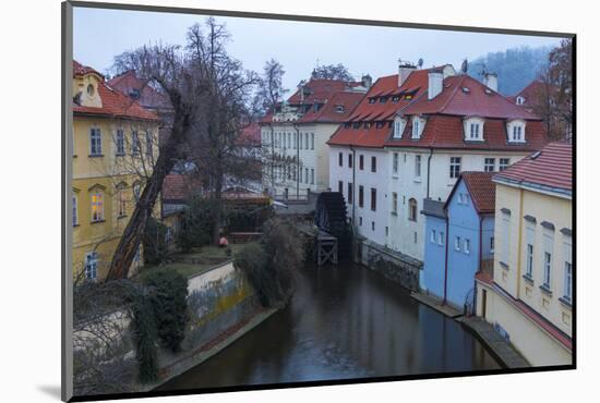 Typical houses on water canal frame the old mill of Certovka, Lesser Quarter, Prague, Czech Republi-Roberto Moiola-Mounted Photographic Print