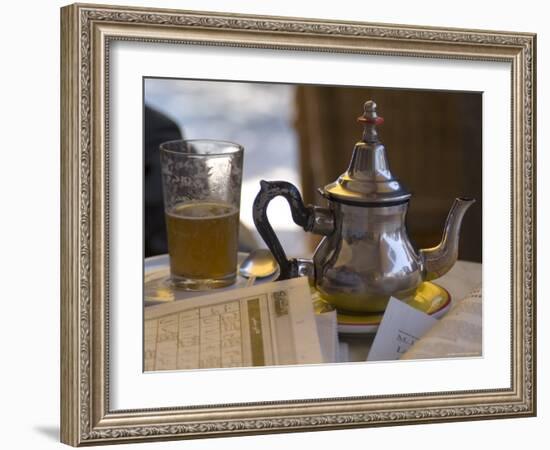 Typical Mint Tea, Cafe Des Negociants, Gueliz (New Town), Marrakech, Morocco, North Africa, Africa-Ethel Davies-Framed Photographic Print