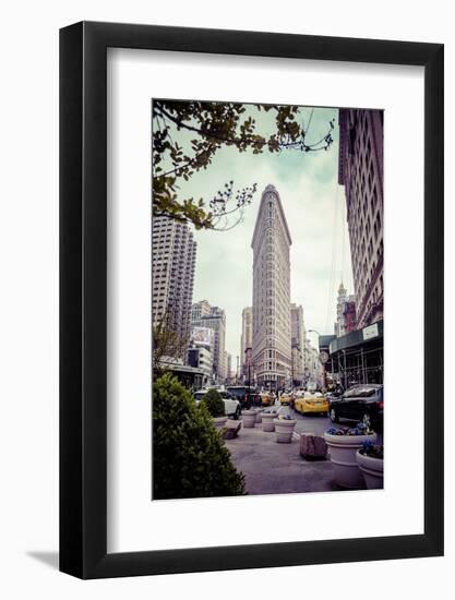 Typical NY Streetscape, busy people and traffic, Flatiron Building, Manhattan, New York, USA-Andrea Lang-Framed Photographic Print