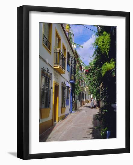 Typical Old Town Street, Marbella, Costa Del Sol, Andalucia, Spain-Fraser Hall-Framed Photographic Print