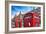 Typical Red Telephone Boxes on Brompton Road with Harrods Building on the Background-Felipe Rodriguez-Framed Photographic Print