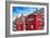 Typical Red Telephone Boxes on Brompton Road with Harrods Building on the Background-Felipe Rodriguez-Framed Photographic Print