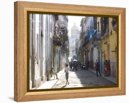 Typical Residential Street in Havana Vieja, Havana, Cuba-Lee Frost-Framed Premier Image Canvas