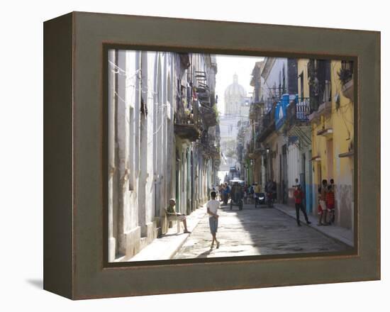 Typical Residential Street in Havana Vieja, Havana, Cuba-Lee Frost-Framed Premier Image Canvas