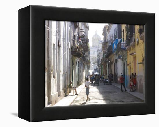 Typical Residential Street in Havana Vieja, Havana, Cuba-Lee Frost-Framed Premier Image Canvas