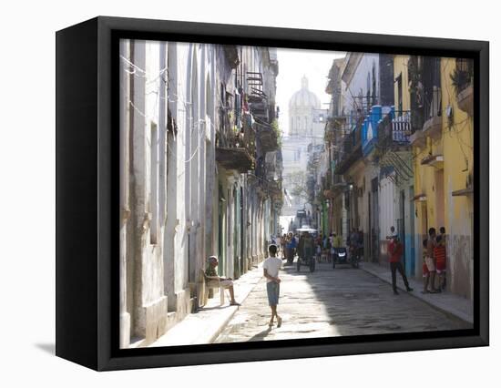 Typical Residential Street in Havana Vieja, Havana, Cuba-Lee Frost-Framed Premier Image Canvas