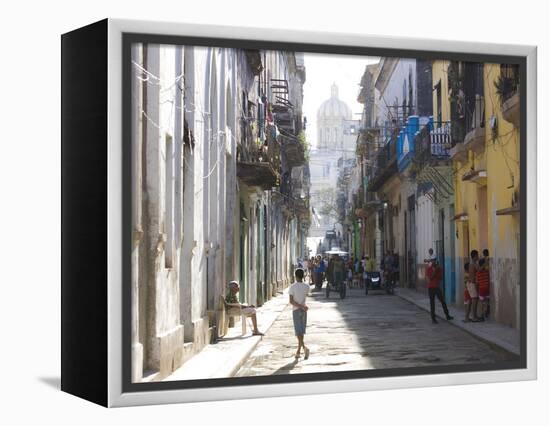 Typical Residential Street in Havana Vieja, Havana, Cuba-Lee Frost-Framed Premier Image Canvas