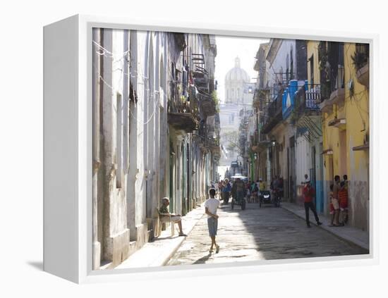 Typical Residential Street in Havana Vieja, Havana, Cuba-Lee Frost-Framed Premier Image Canvas