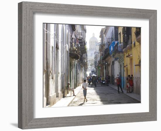 Typical Residential Street in Havana Vieja, Havana, Cuba-Lee Frost-Framed Photographic Print